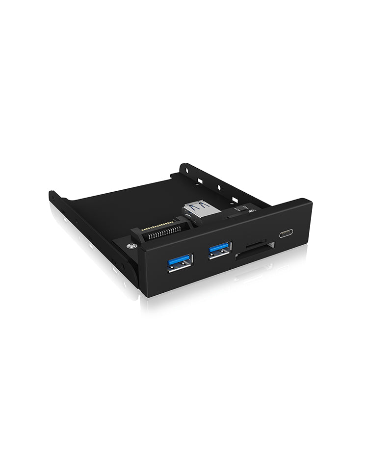 Icy Box IB-HUB1417-i3 USB Hub (Black) with 1x USB Type-C, 2x USB Type-A, and Card Reader