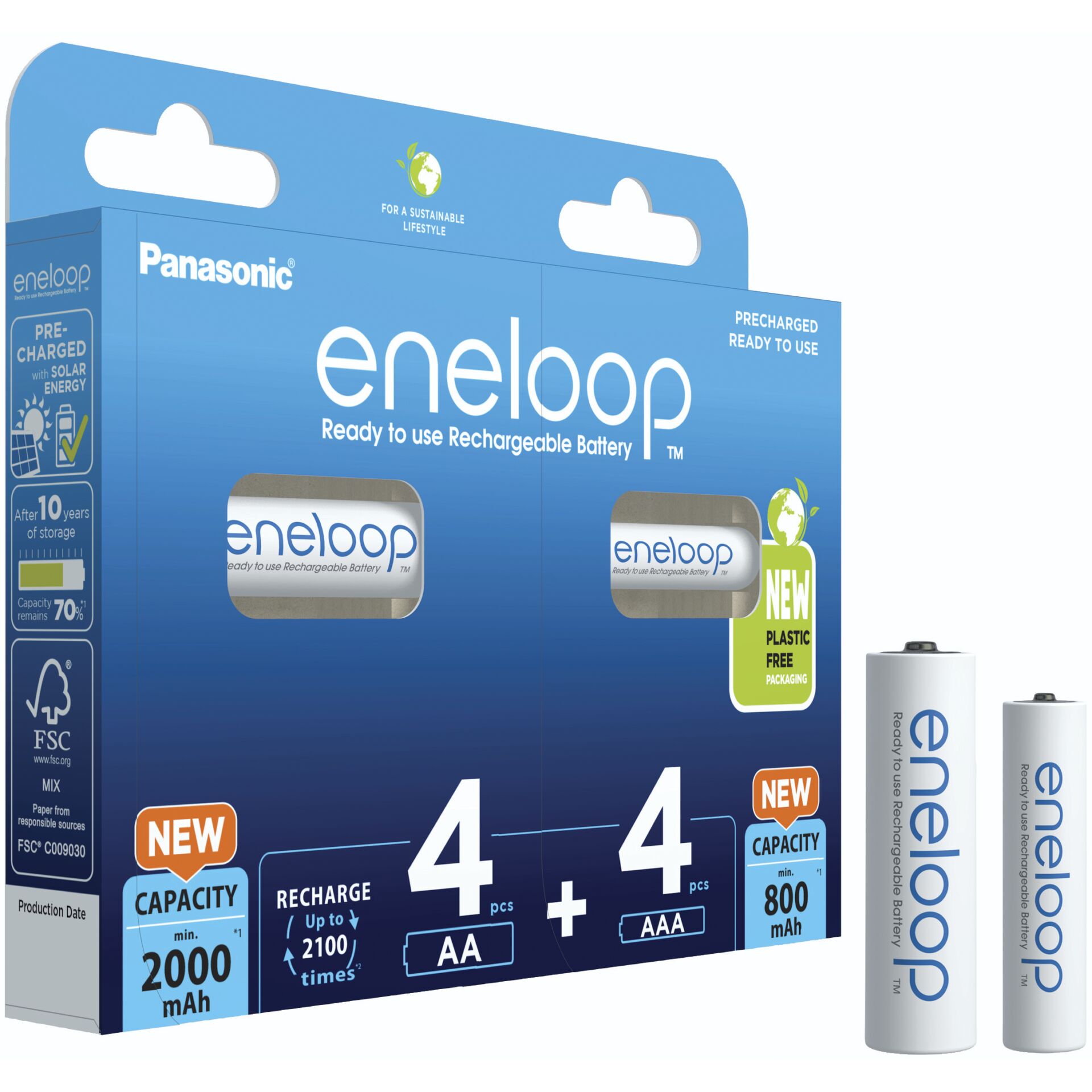 2x4 Panasonic Eneloop Combipack 4xAA + 4xAAA Accus  BK-KJMCDE44E