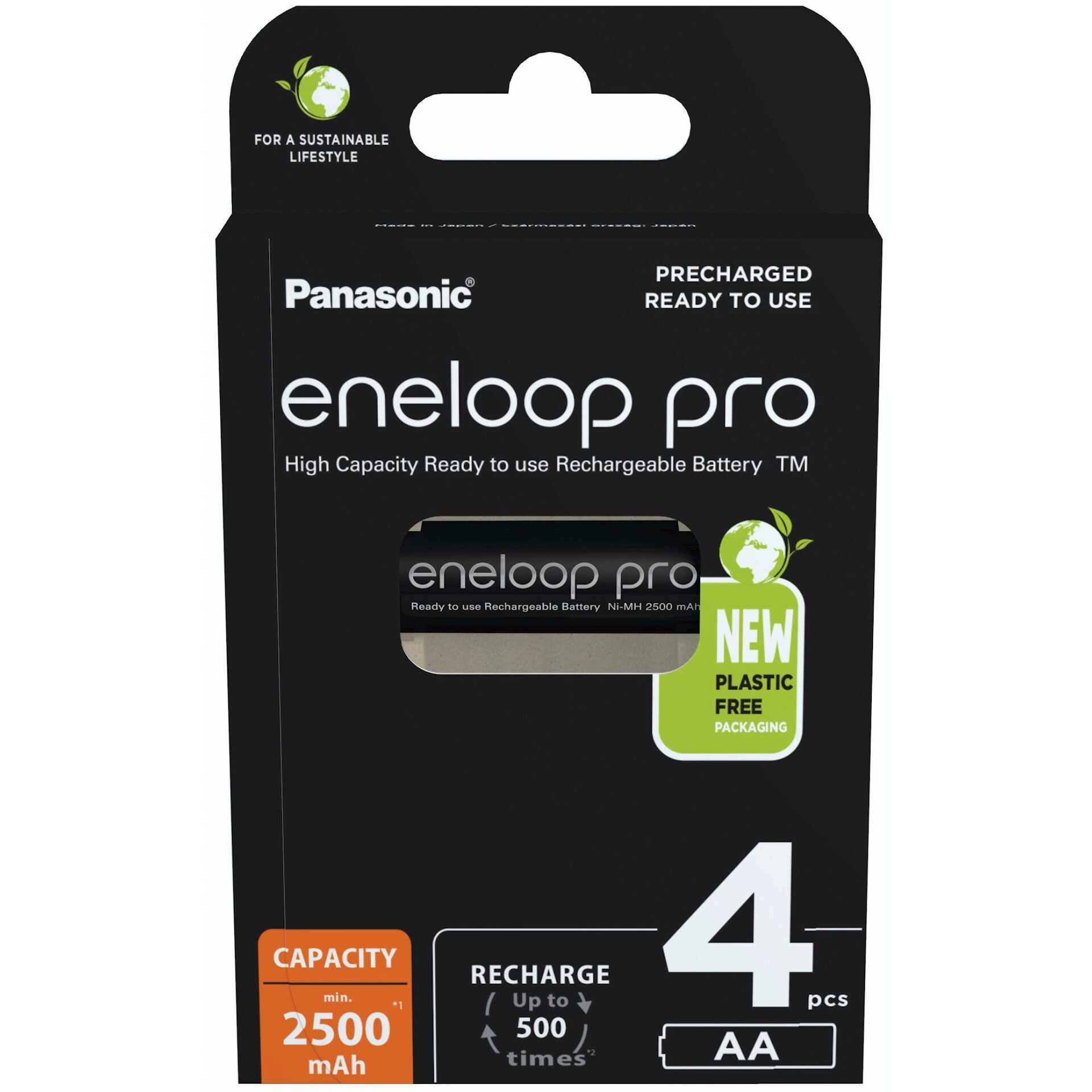 1x4 Panasonic Eneloop Pro Mignon 2500mAh AA Ni-MH    BK-3HCDE/4BE