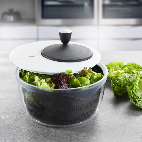 GEFU Rotare Salad Spinner — Black/White with Crank Handle