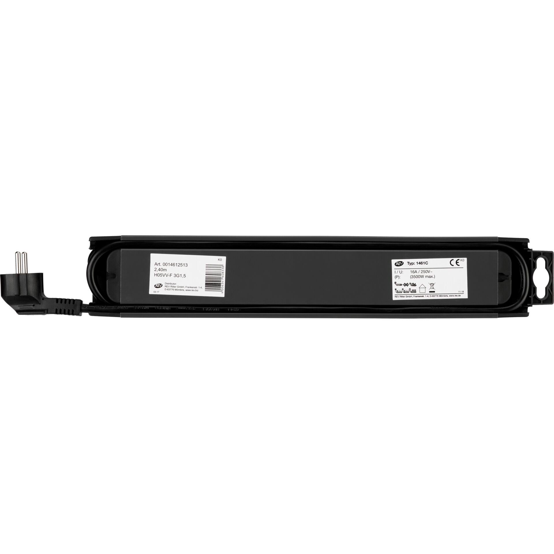 REV Outlet Strip   6-fold 2,4m Supraline w. switch anthracite