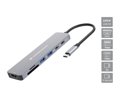 CONCEPTRONIC  7-1 Dock USB-C->HDMI/USB-C/2xUSB-A/+   25cm gr