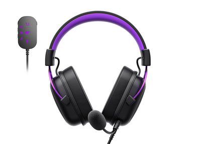 Επαγγελματικά ακουστικά gaming Havit H2002C+U σε μαύρο και μωβ χρώμα