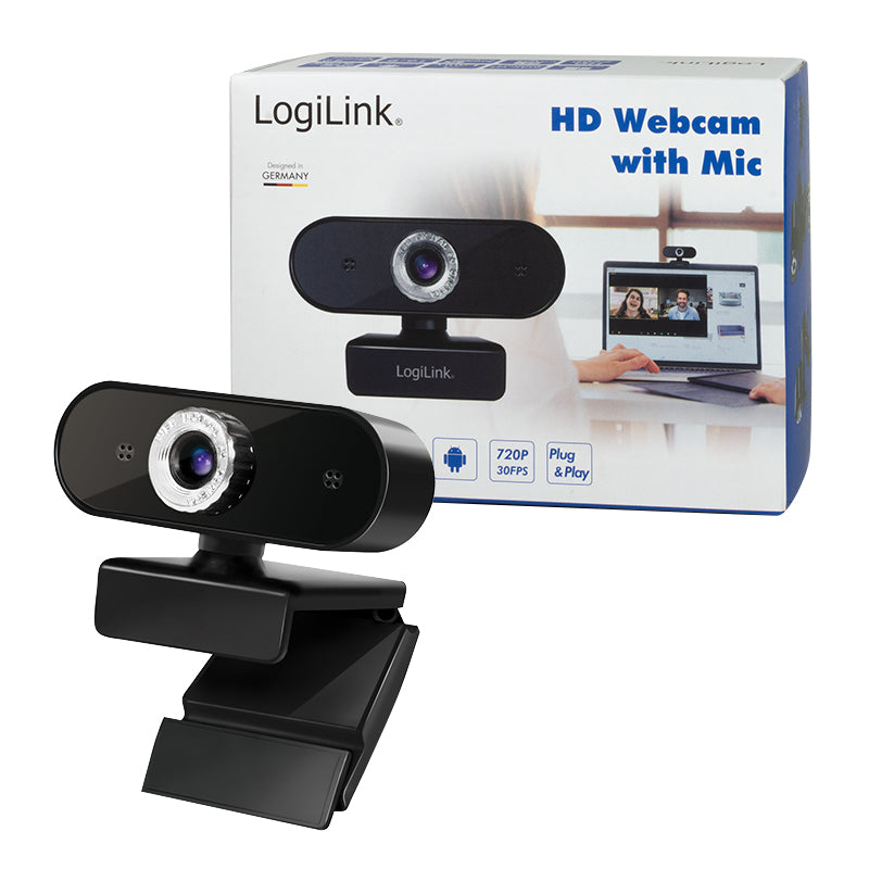 LogiLink Webcam 720p HD with Microphone - Black
