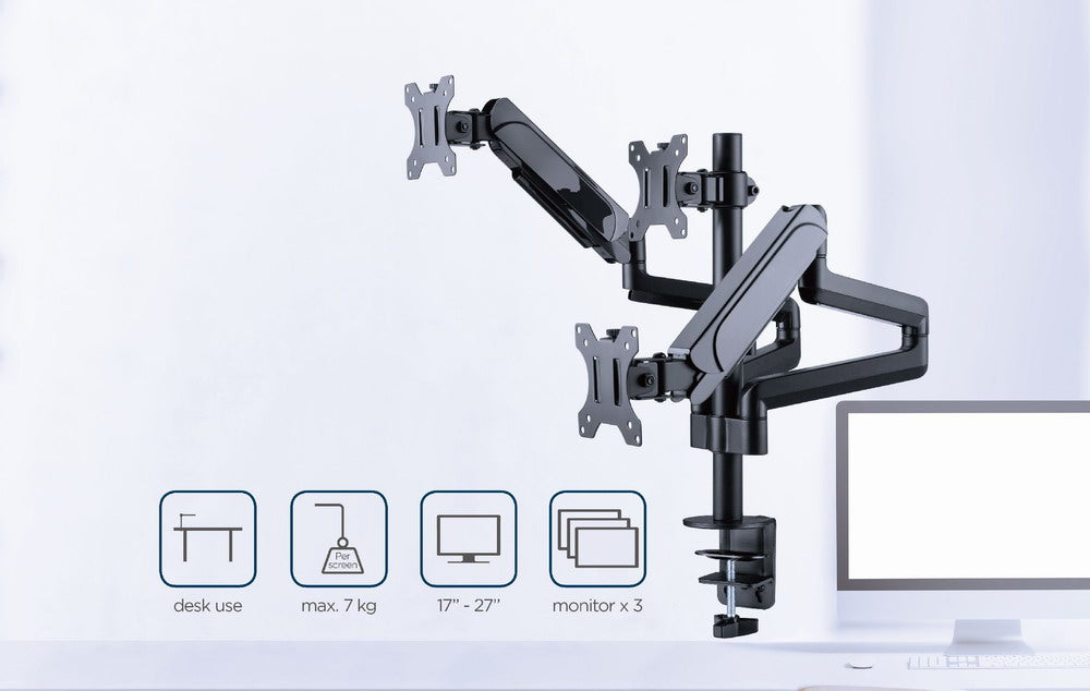 Gembird MA-DA3-01 monitor mount / stand 68.6 cm (27") Desk Black