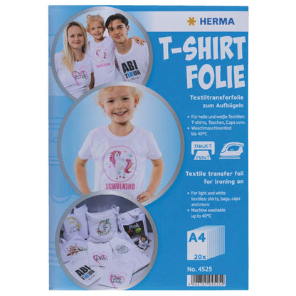 Herma T-Shirt Foil A4 για Φωτεινά + Λευκά Υφάσματα 20 Φύλλα 4525