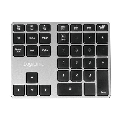 Logilink Bluetooth Keypad, 35 Keys, Aluminum, Space Gray