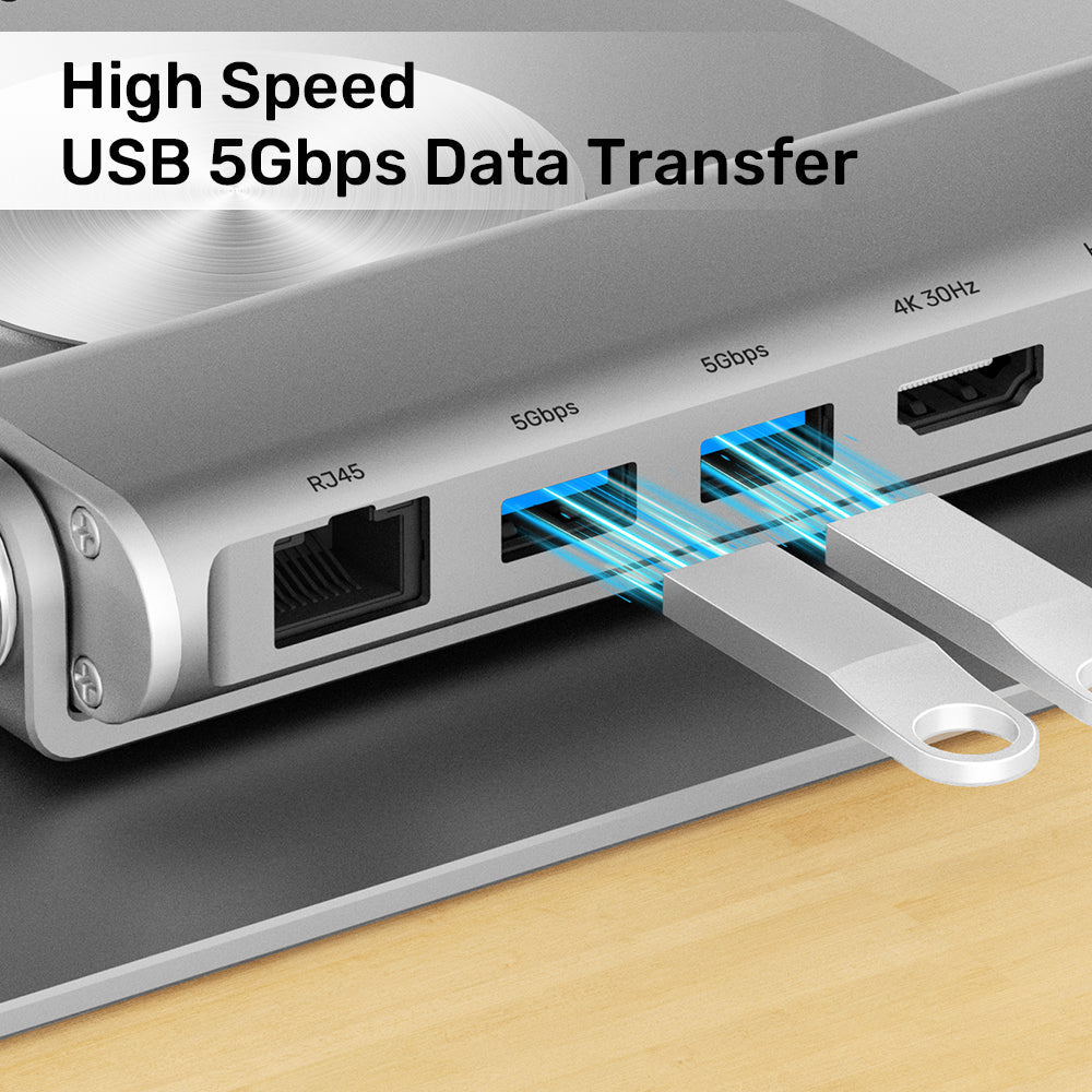 Adjustable laptop stand + USB-C HDMI hub Unitek D1109B01 PD 100W