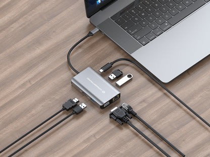 CONCEPTRONIC  7-1 Dock USB-C->HDMI/3xUSB-A/VGA/+     25cm gr