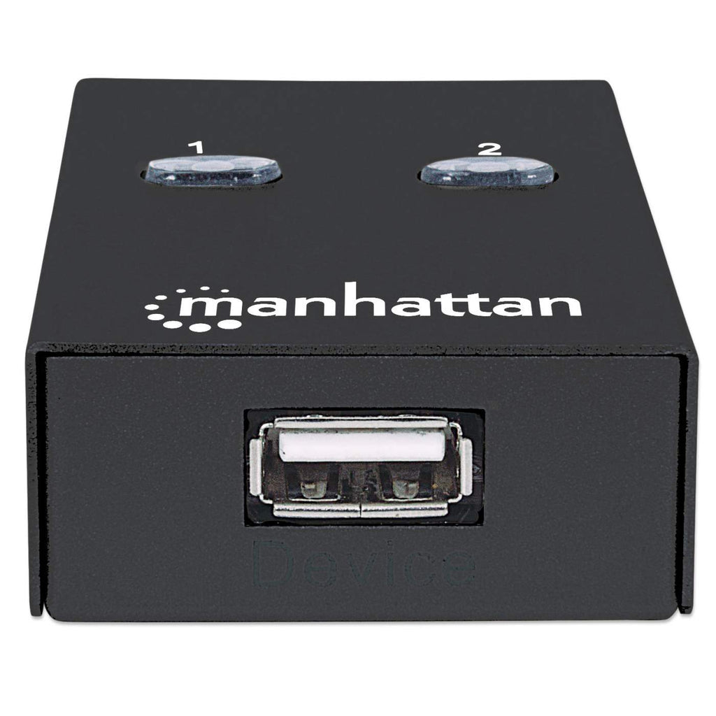 Manhattan USB-A Automatic Sharing Switch with 2 USB-B Ports, 480 Mbps (USB 2.0), Dual Control Modes (Auto-Sensing and Manual), USB Powered, Includes 1.5m USB-A to USB-B Cable