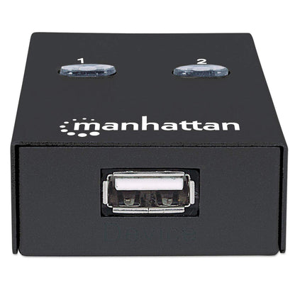 Manhattan USB-A Automatic Sharing Switch with 2 USB-B Ports, 480 Mbps (USB 2.0), Dual Control Modes (Auto-Sensing and Manual), USB Powered, Includes 1.5m USB-A to USB-B Cable