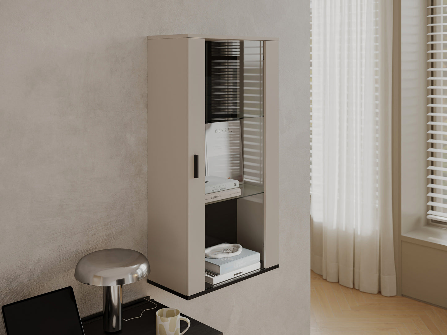 Ντουλάπι τοίχου Cama S2 SOHO διαστάσεων 60x29x112 εκ., σε απόχρωση κάσμιρο και μαύρο