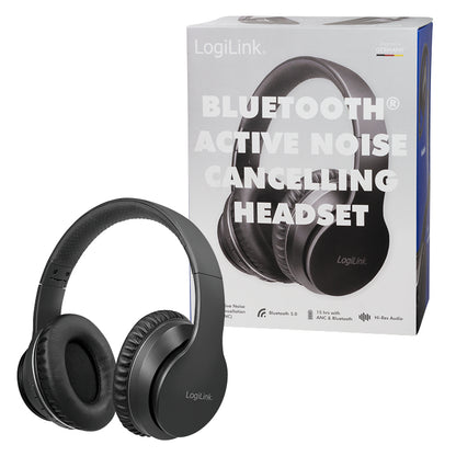 LogiLink Bluetooth Headset, Active Noise Cancelling, V5.0, schwarz