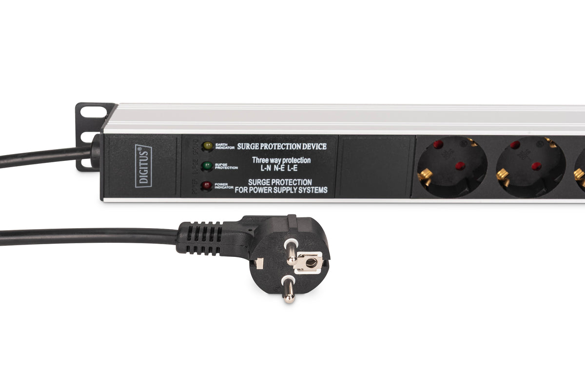 DIGITUS PDU 9-way 19" Aluminum 1U 2m Black