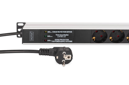DIGITUS PDU 9-way 19" Aluminum 1U 2m Black