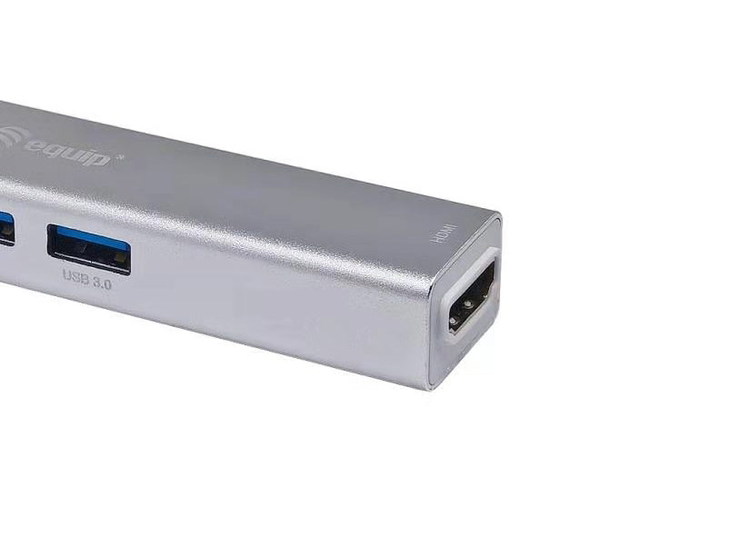 Equip Adapter USB-C->HDMI/2xUSB3.0/SD/TF 4K/ 30Hz 0.15m Alu.