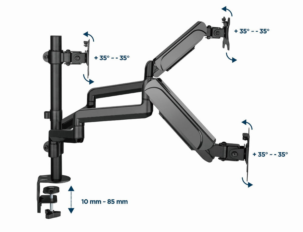 Gembird MA-DA3-01 monitor mount / stand 68.6 cm (27") Desk Black