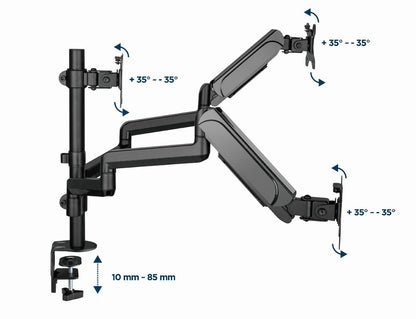Gembird MA-DA3-01 monitor mount / stand 68.6 cm (27") Desk Black