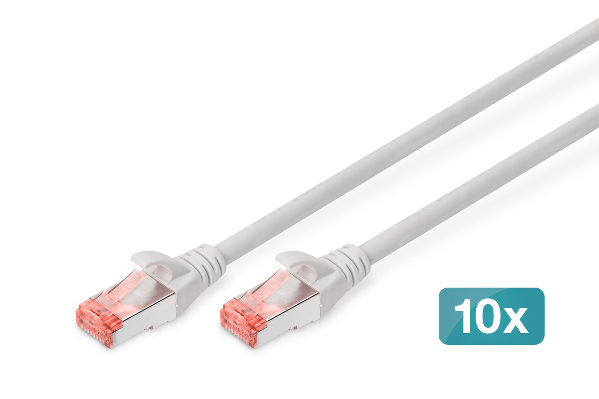 DIGITUS CAT 6 S/FTP Patchkabel, 10 Stück, 5m, grau