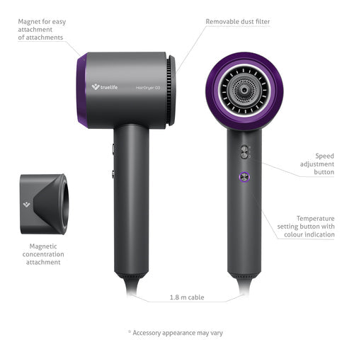 TrueLife HairDryer D3 hair dryer 1800 W Black