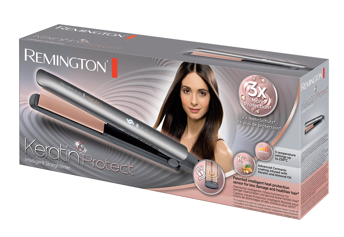 Ισιωτική Πρέσα Remington S8598 σε Χρώματα Μαύρο Θερμό και Γκρι, Καλώδιο 3 μέτρα