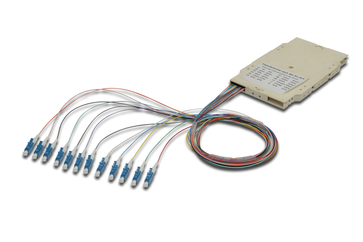 DIGITUS Splice Cassette with 12 Pre-assembled LC OM4 Pigtails