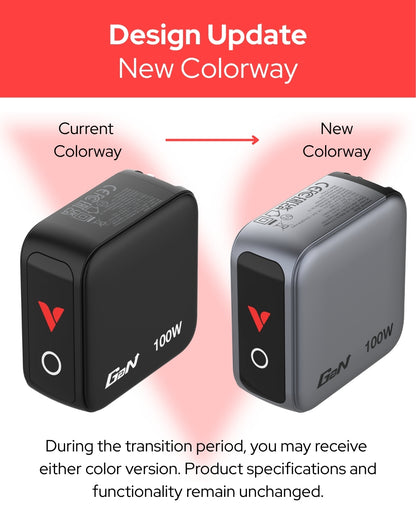 Verbatim Mini GaN Charger 100W with Display 2xUSB-C +1xA 30239