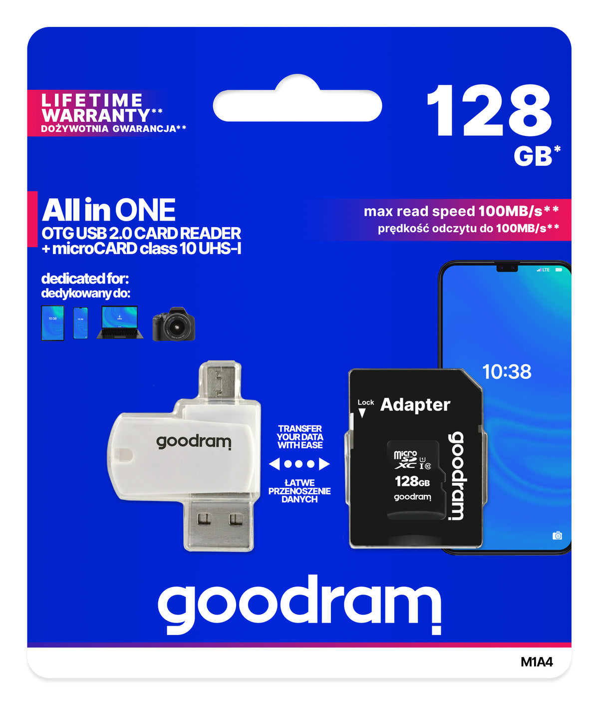 Goodram M1A4-1280R12 memory card 128 GB MicroSDHC Class 10 UHS-I