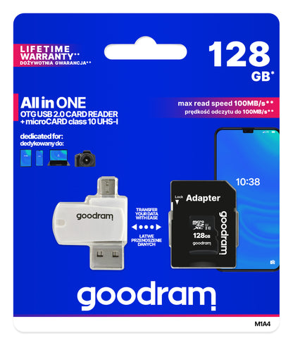 Goodram M1A4-1280R12 memory card 128 GB MicroSDHC Class 10 UHS-I
