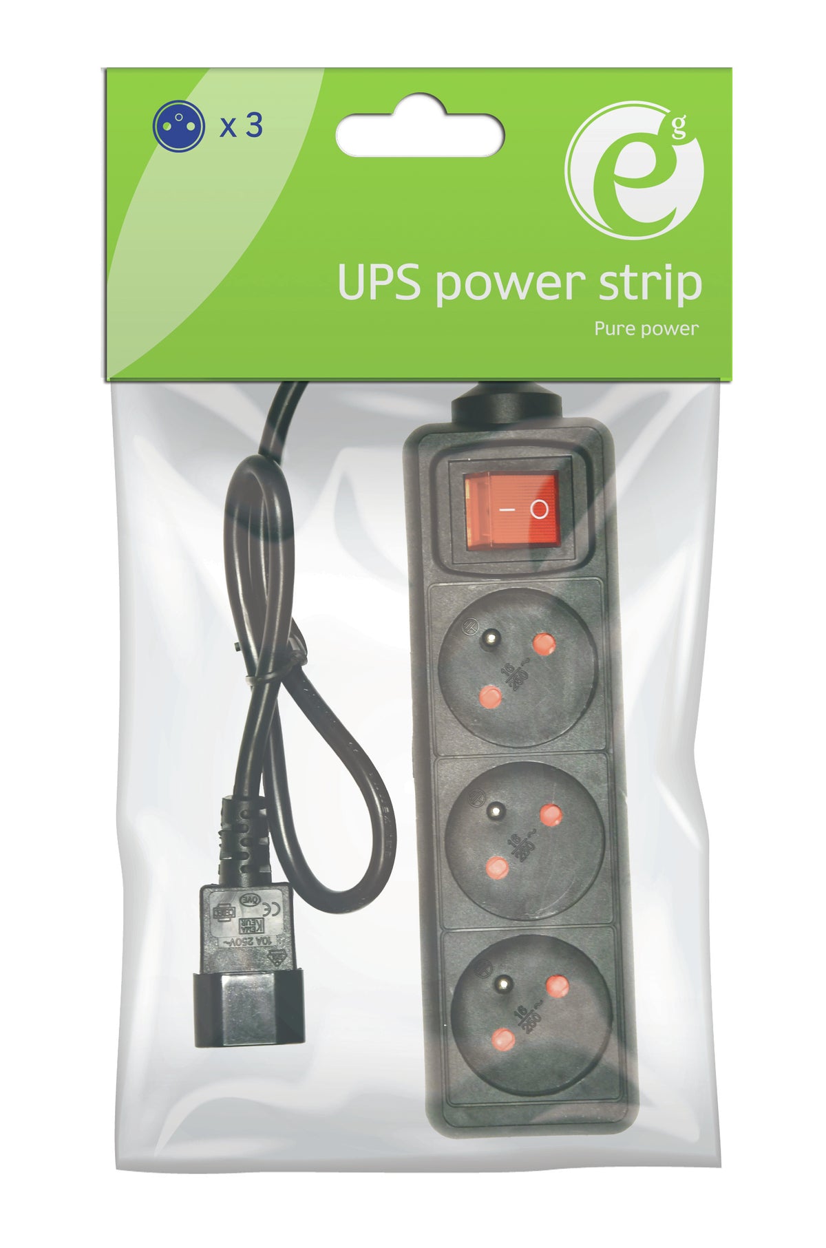 Gembird EG-PSU3F-01 surge protector Black 3 AC outlet(s) 230 V 0.6 m