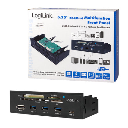 Logilink USB HUB 3.0 mit 6-fach Kartenleser schwarz