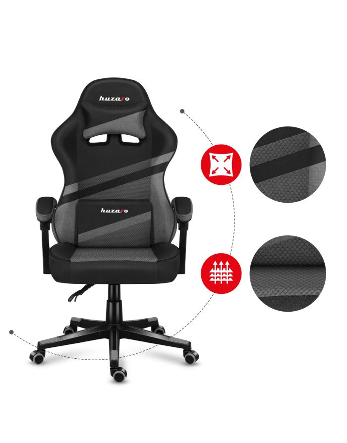Καρέκλα Gaming - Huzaro Force 4.4 με Γκρι Πλέγμα