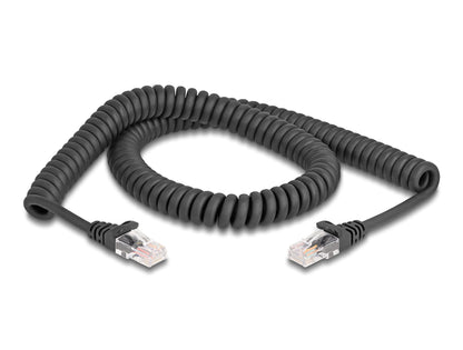 DELOCK RJ45 Spiralkabel Stecker zu Stecker Cat.5e 2m schwarz