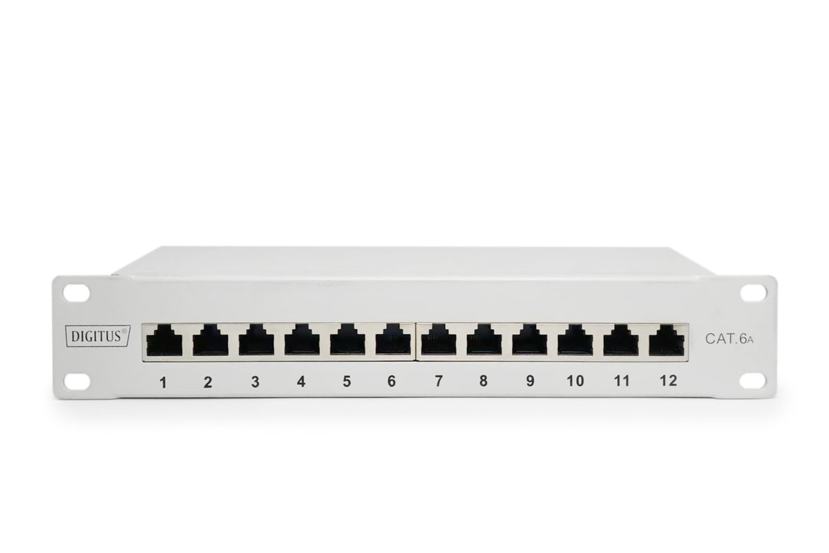 DIGITUS Cat.6A Patch Panel, shielded, 12-Port, 10", gray