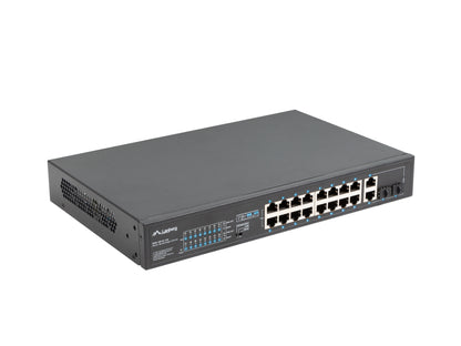 Lanberg 19" Rack Switch PoE+ 16x 100Mb / 2x Combo Gigabit Ethernet 150W