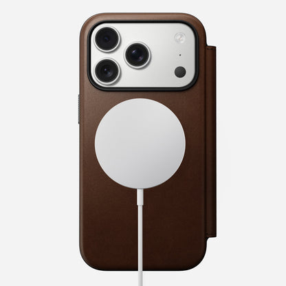 Nomad Magnetic Leather Back for MagSafe iPhone 17 Pro Max in Rustic Brown H