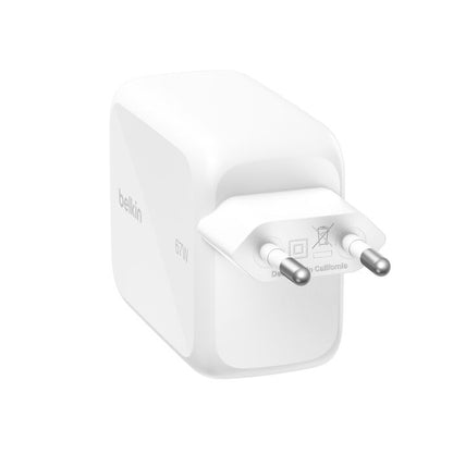 Belkin BOOST Charge Pro 67W Dual GaN Charger with Retractable Cable, White WCH022kqWH