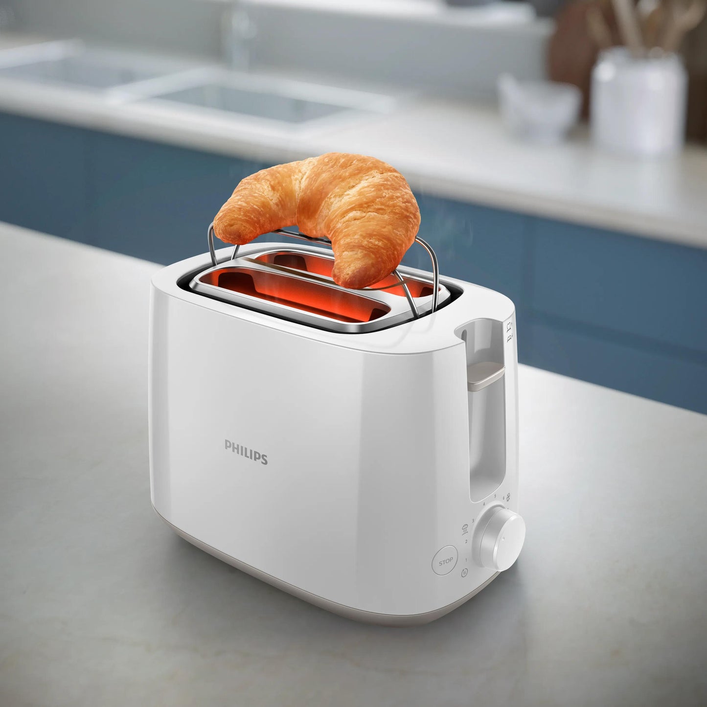 Philips Daily Collection HD2582/00 2-Slice Toaster, 830 W, White
