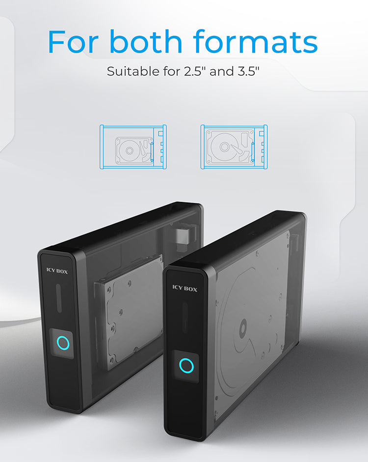 Geh. IcyBox USB 3.2 2.5"+3.5" SATA3 HDD/SSD USB Type-C with Hub