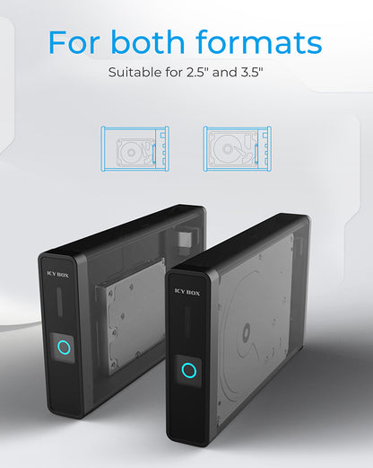 Geh. IcyBox USB 3.2 2.5"+3.5" SATA3 HDD/SSD USB Type-C with Hub