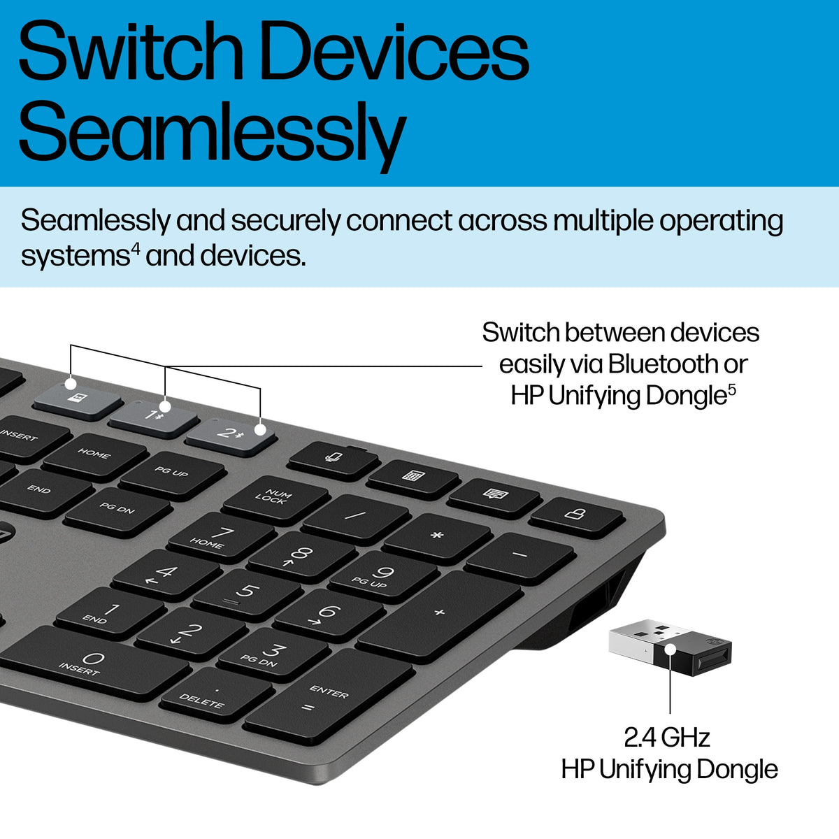 HP 720 Multi-Device Rechargeable Wireless Keyboard