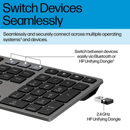 HP 720 Multi-Device Rechargeable Wireless Keyboard