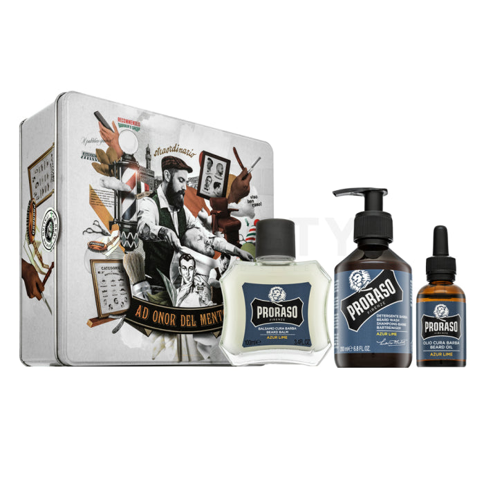 Proraso Azur Lime Metal Box Beard Care 200 ml + 100 ml + 30 ml