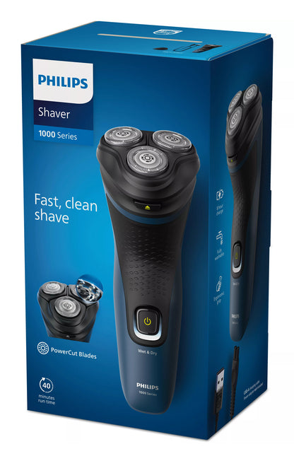 Philips S1151/00 Men's Rotary Shaver and Trimmer in Black and Blue