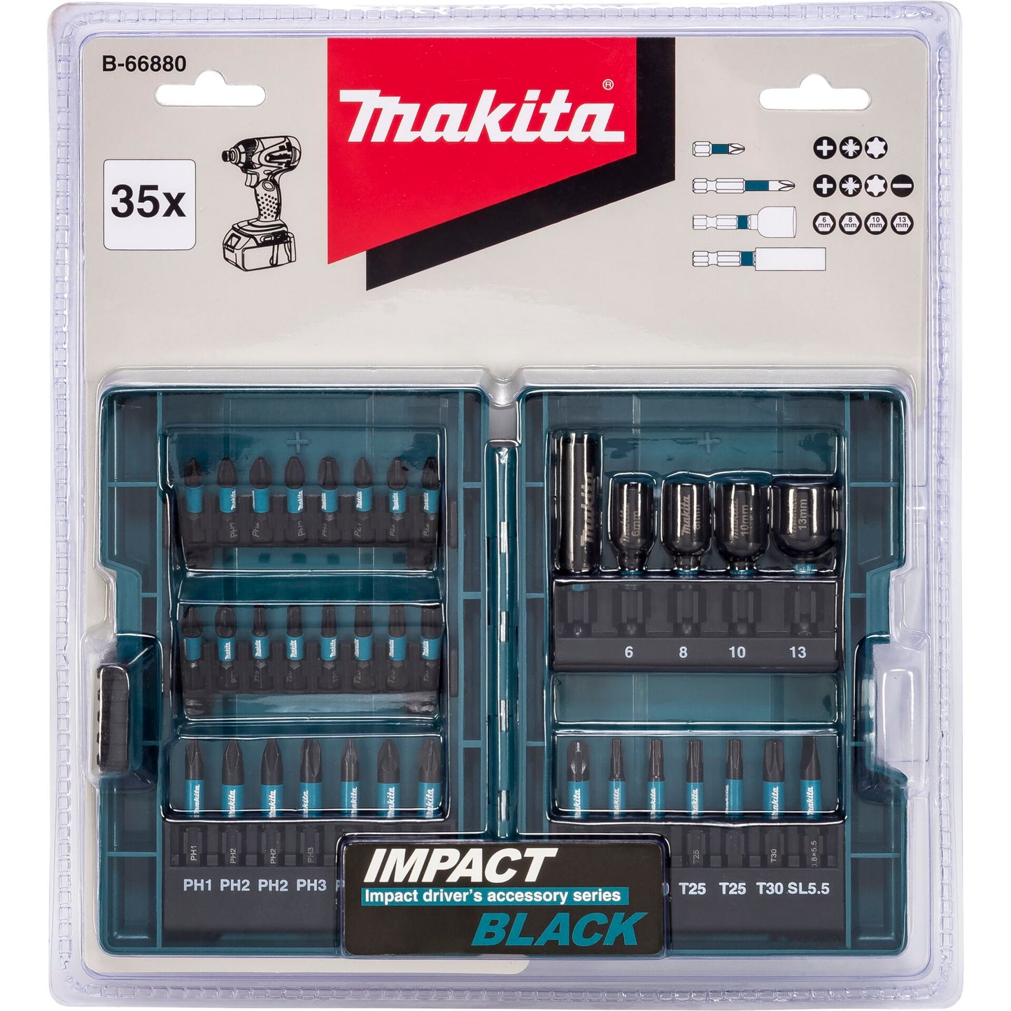 Makita B-66880 35-Piece Black Impact Bit Set