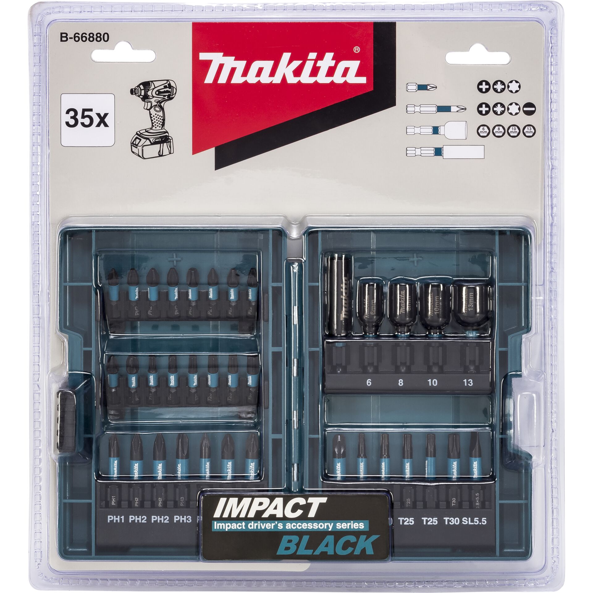 Makita B-66880 35-Piece Black Impact Bit Set