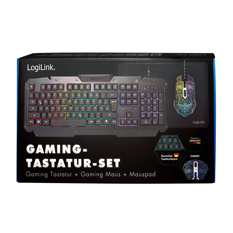 Logilink Gaming-Set aus Tastatur, Maus und Mauspad