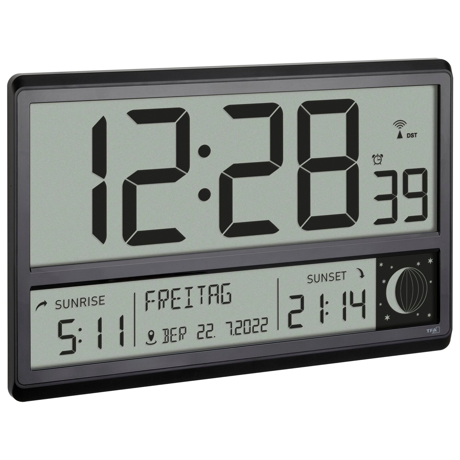 TFA 60.4524.01 Black Digital XL Wall Clock