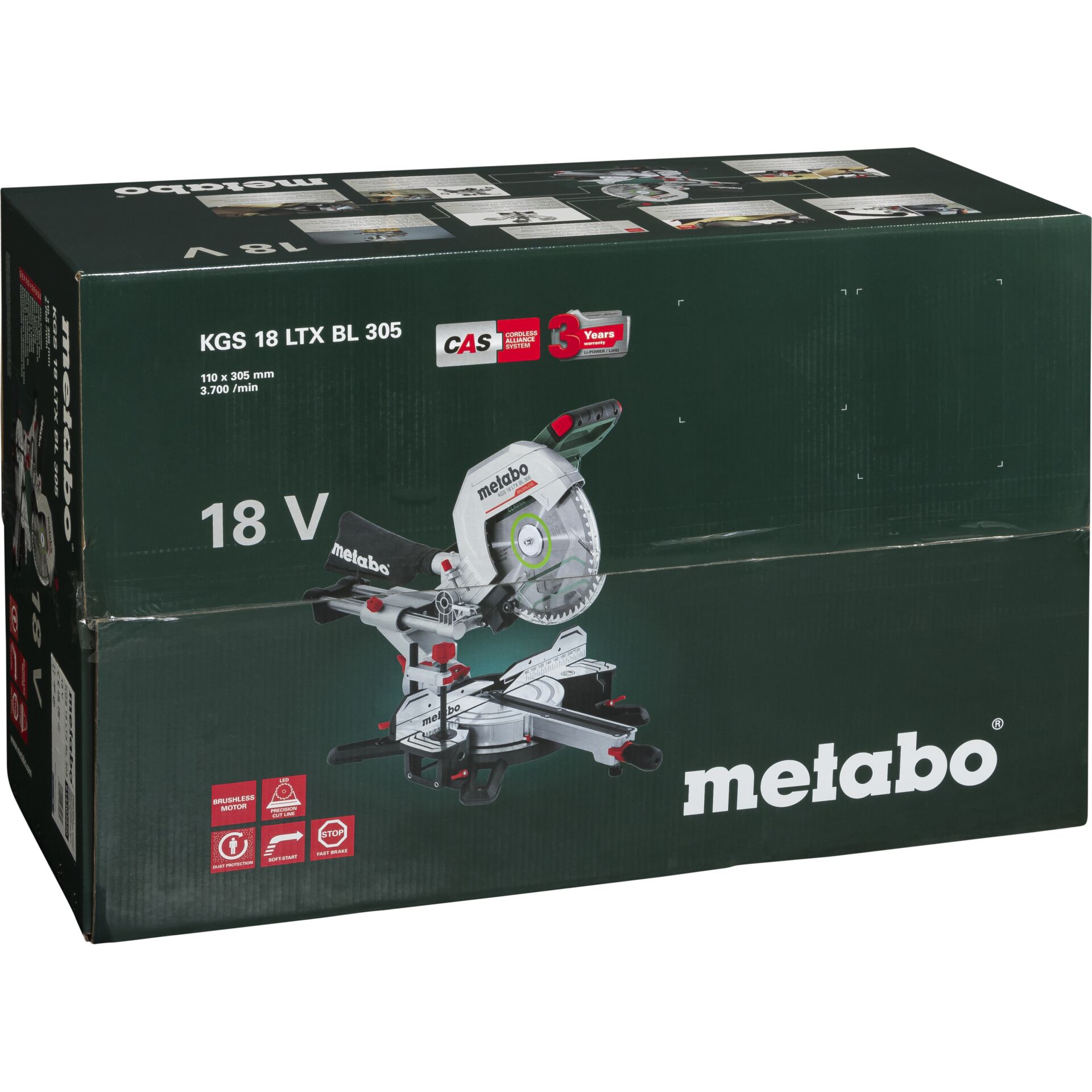 Metabo KGS 18 LTX BL 305 Cordless Table Saw with Brushless Motor