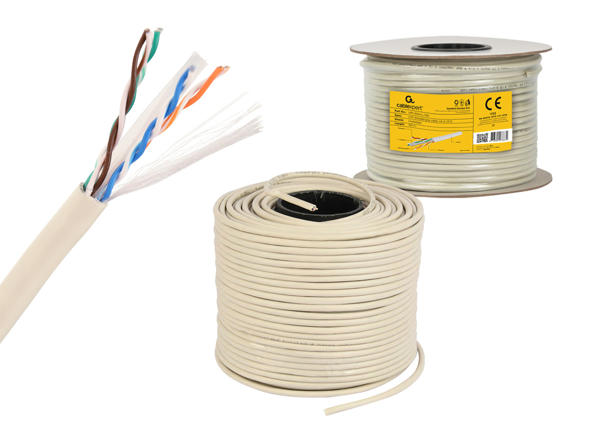 Καλώδιο δικτύου Gembird CAT6 UTP 100 μέτρα γκρι U/UTP (UTP)